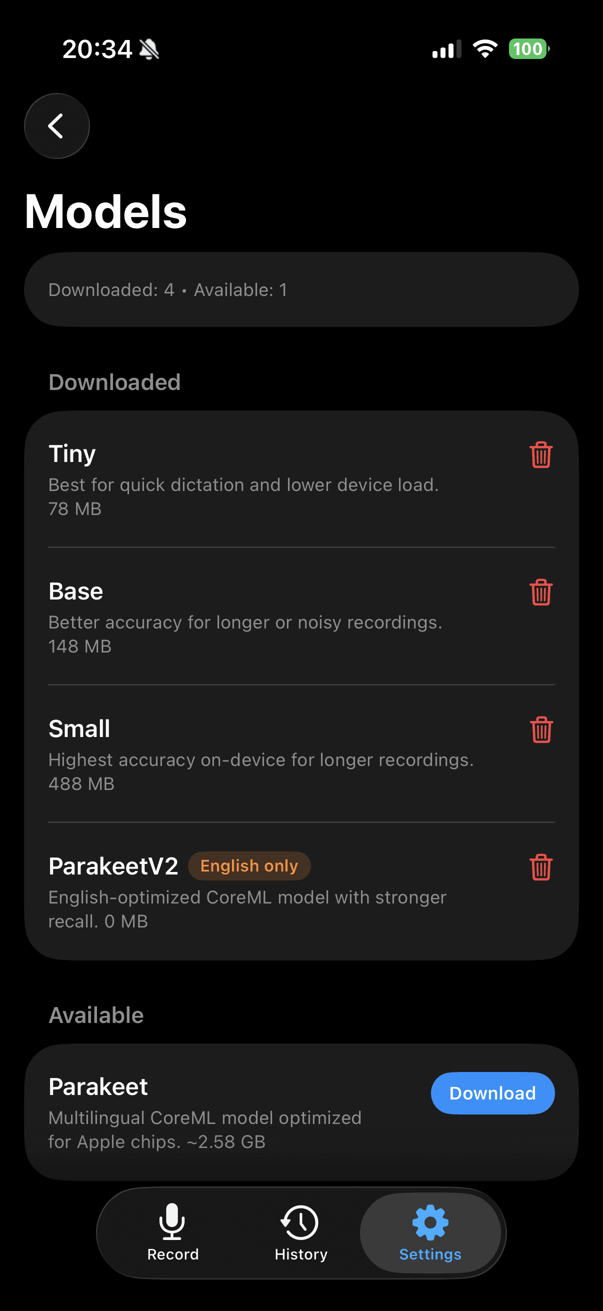 Veura transcript screen